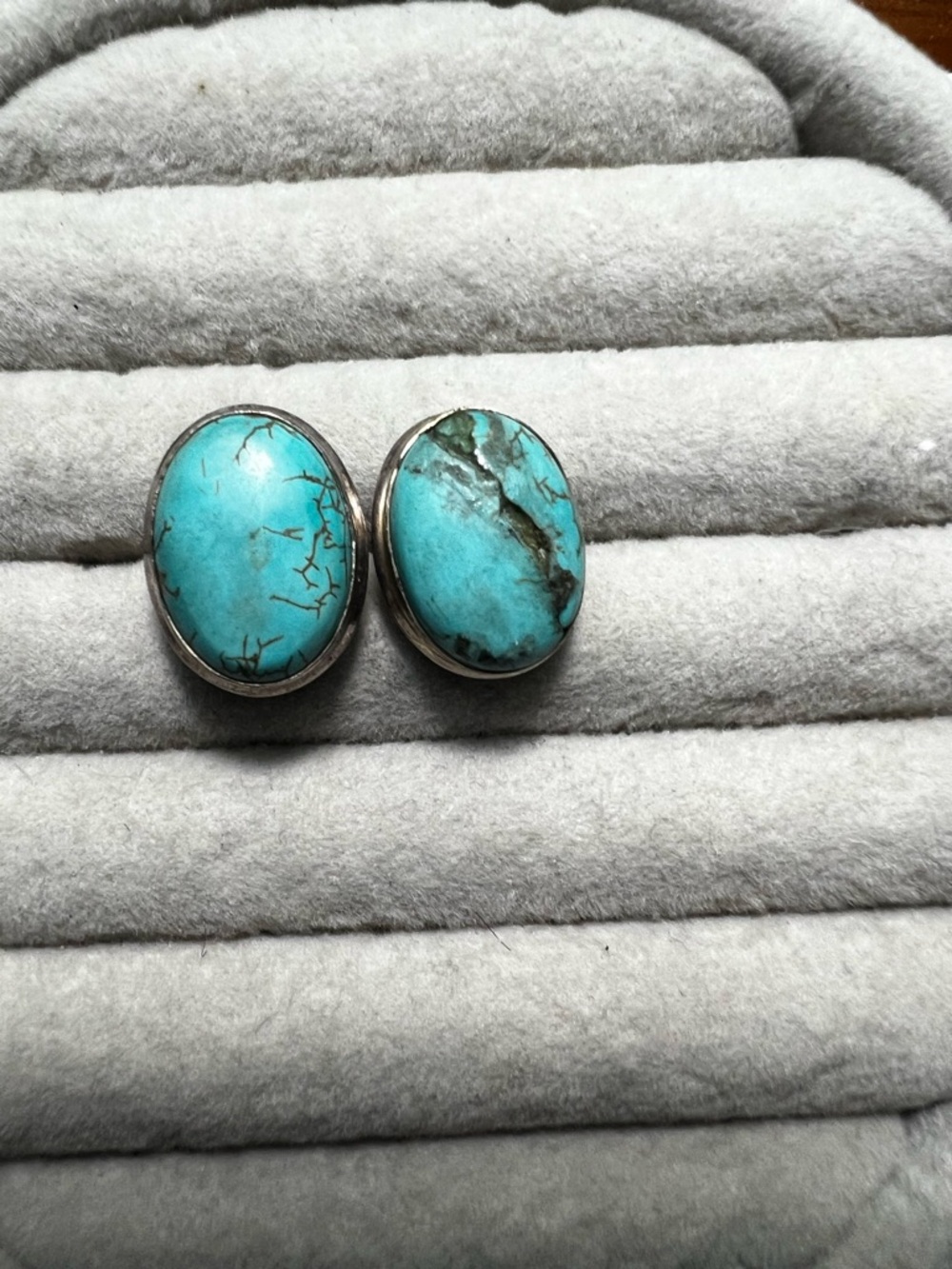 Turquoise Oval Stone Stud Earrings